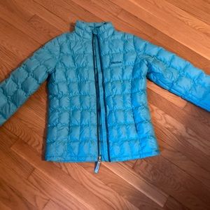 Girls teal blue Marmot puffer coat size XL